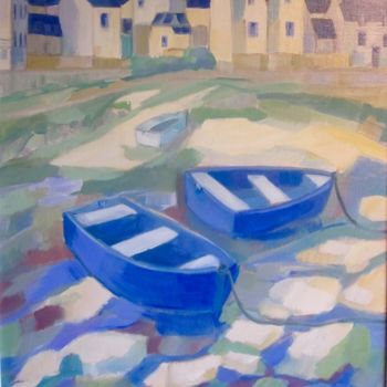Pintura intitulada "Marée basse à Lesco…" por Annick Queffélec, Obras de arte originais, Óleo