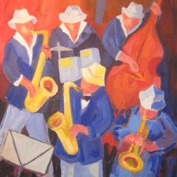 Painting titled "le jazz" by Annick Queffélec, Original Artwork, Oil