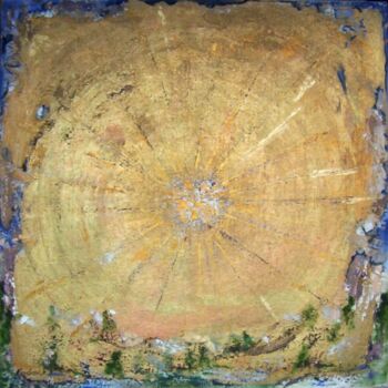 Картина под названием "Râ" - Annick Redor, Подлинное произведение искусства, Рисунок распылителем краски Установлен на Дерев…