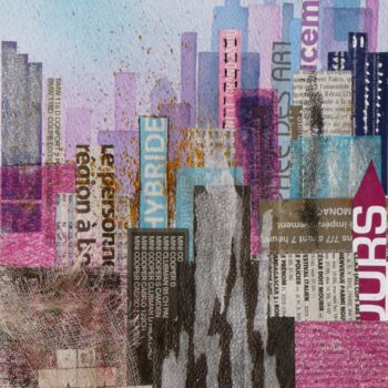 Collages intitulée "Ville rose" par Annick Sabatier, Œuvre d'art originale