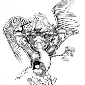 Drawing titled "l-arbre-papillon-92…" by Annick Samaurow, Original Artwork
