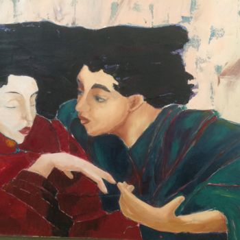 Painting titled "Couple" by Annick Ansquer, Original Artwork, Oil