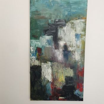 Painting titled "Ville mexique" by Annick Ferrier Dorléans, Original Artwork, Acrylic Mounted on Wood Stretcher frame