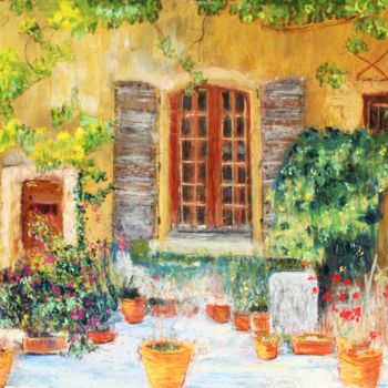 Painting titled "village-de-provence" by Annickharrois, Original Artwork, Pastel