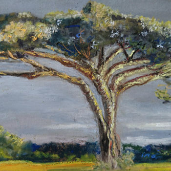 Painting titled "arbre-bouquet" by Annickharrois, Original Artwork, Pastel