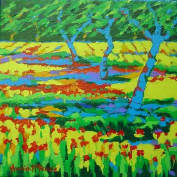 Painting titled "blue trees" by Annick Mckenzie, Original Artwork