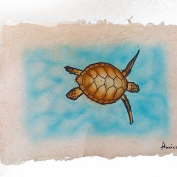 Printmaking titled "La tortue" by Nicolas Accardo (Annico), Original Artwork, Screenprinting