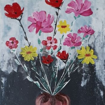 Painting titled "Bouquet champetre" by Nanou, Original Artwork, Acrylic