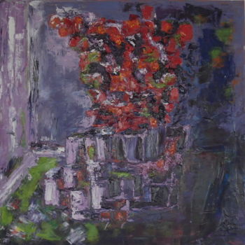Painting titled "FLEURS" by Ani-Ca, Original Artwork, Oil