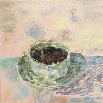 Pittura intitolato "Tasse de café 2" da Annie Croizier, Opera d'arte originale, Olio Montato su Telaio per barella in legno