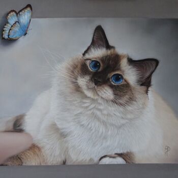 Painting titled "L'effet papillon" by Annie Darroux, Original Artwork, Pastel