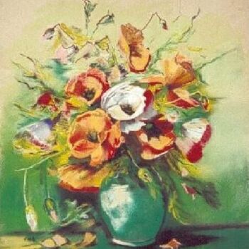 Painting titled "LES ANEMONES" by Annie Dite Ana Maillet, Original Artwork