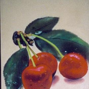 Painting titled "CERISES" by Annie Dite Ana Maillet, Original Artwork