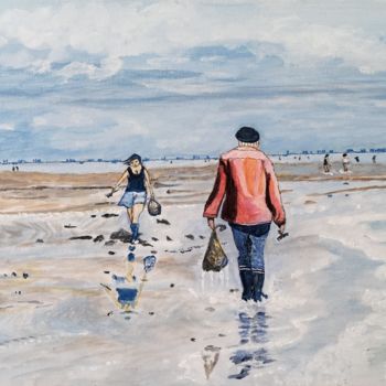 Pintura titulada "Pêcheur au Mont-Sai…" por Ani. L, Obra de arte original, Acrílico