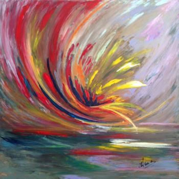 Painting titled "Éclosion 5" by Annie Galipot, Original Artwork, Acrylic