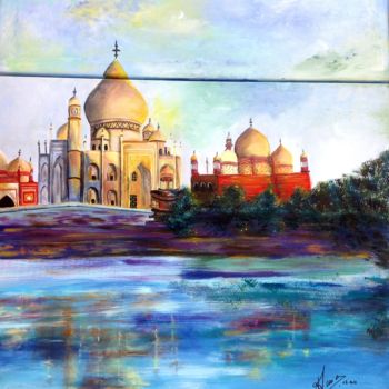 Peinture intitulée "Taj Mahal" par Annie Galipot, Œuvre d'art originale, Acrylique