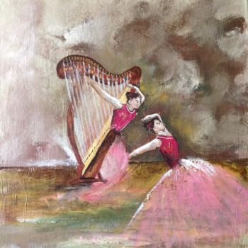Pittura intitolato "Harpe dansante" da Annie Galipot, Opera d'arte originale, Acrilico