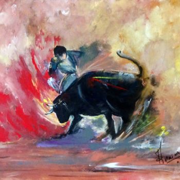 Painting titled "La corrida" by Annie Galipot, Original Artwork, Acrylic