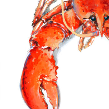 Painting titled "homard-" by Annie Lanoy, Original Artwork