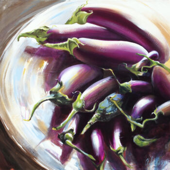 Painting titled "aubergines-80-bd.jpg" by Annie Lanoy, Original Artwork
