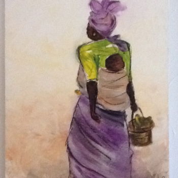 Peinture intitulée "Femme burundaise et…" par Annie Marchais Guerin, Œuvre d'art originale, Huile