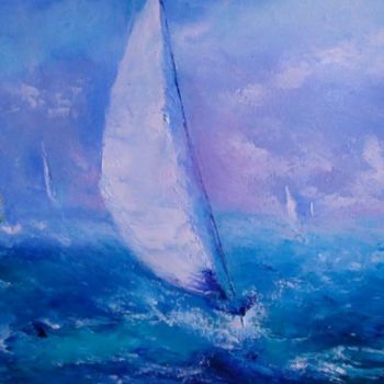 Peinture intitulée "Les voiliers" par Annie Piel, Œuvre d'art originale