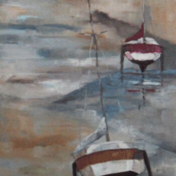 Peinture intitulée "marée basse" par Annie Poudoulec, Œuvre d'art originale