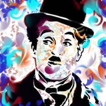 Digitale Kunst mit dem Titel "Street Chaplin" von Annie Predal, Original-Kunstwerk, Digitale Malerei