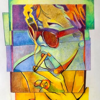 Dessin intitulée "Moment de détente" par Annie Predal, Œuvre d'art originale, Crayon