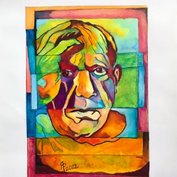 Dessin intitulée "Picasso Le Grand" par Annie Predal, Œuvre d'art originale, Encre