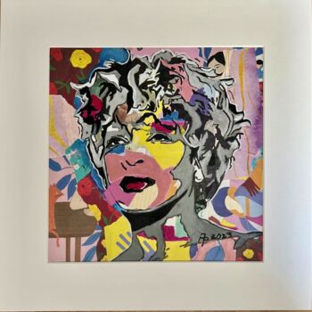 Schilderij getiteld "Tina Turner" door Annie Predal, Origineel Kunstwerk, Collages