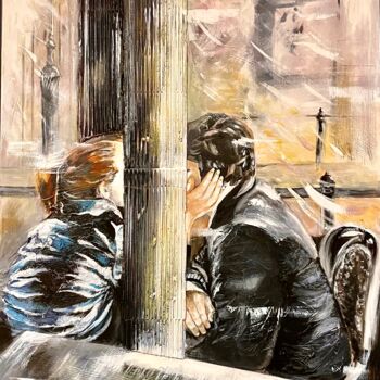 Pintura titulada ""Discreet meeting"" por Annie Roudet, Obra de arte original, Acrílico