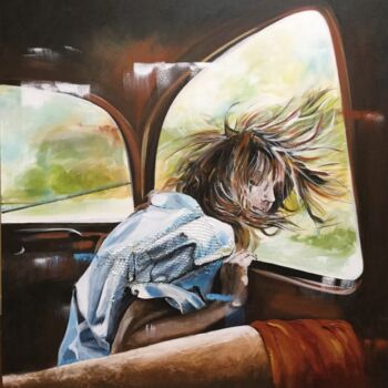 Malerei mit dem Titel "« En voiture madame…" von Annie Roudet, Original-Kunstwerk, Acryl