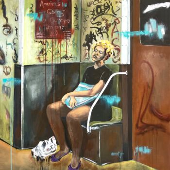 Peinture intitulée "Dernier métro" par Annie Roudet, Œuvre d'art originale, Acrylique