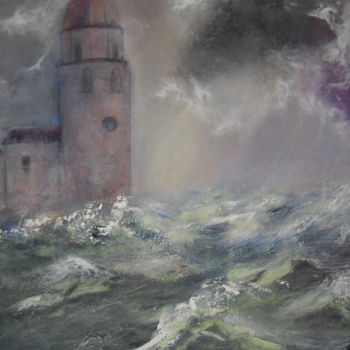 Painting titled "TEMPETE A COLLIOURE" by Annie Ruinaut, Original Artwork