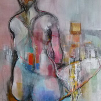 Картина под названием "Femme de dos" - Annie Tcham, Подлинное произведение искусства, Акрил