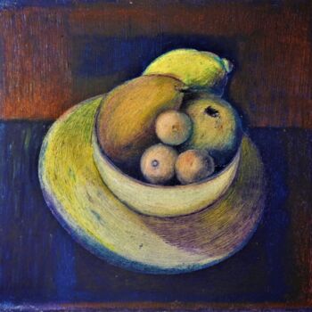 Dibujo titulada "Les fruits" por Annie Vandemalle, Obra de arte original, Pastel