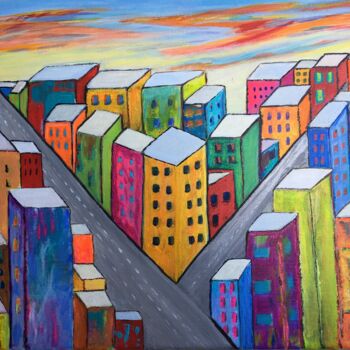 绘画 标题为“Buildings” 由Annie Bibaut, 原创艺术品, 丙烯