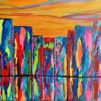 Painting titled "Reflets N°6" by Annie Bibaut, Original Artwork, Acrylic