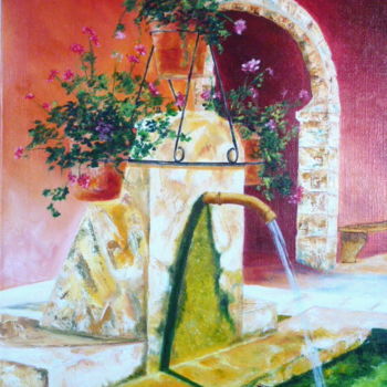 Painting titled "fontaine-provencale…" by Briand Annie, Original Artwork, Oil