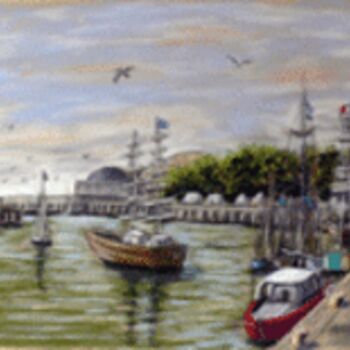 绘画 标题为“Le Port de Boulogne” 由A.Langagne.G, 原创艺术品, 油