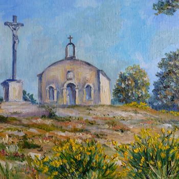 Painting titled "Chapelle sainte Ann…" by Annie Rivière, Original Artwork, Oil Mounted on Wood Stretcher frame
