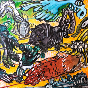 Painting titled "The dreams of troll…" by Annika Simpson, Original Artwork, Ink