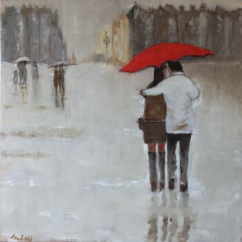 Painting titled "On A Rainy Day" by Ann Lahti, Original Artwork, Oil