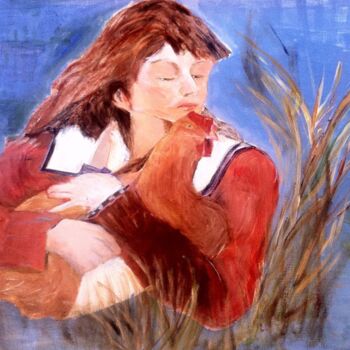 Peinture intitulée "Une fille et un pou…" par Ann Lahti, Œuvre d'art originale