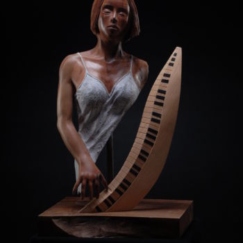 Sculpture titled "à cet instant" by Annouck Bienfait, Original Artwork, Wood