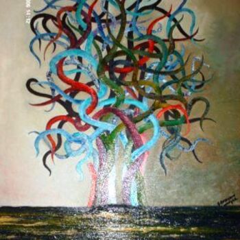 Pintura intitulada "l arbre enchante" por Abdelali Announi, Obras de arte originais