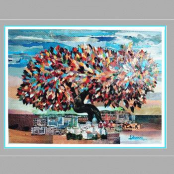 Peinture intitulée "l arbre" par Abdelali Announi, Œuvre d'art originale