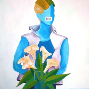 Painting titled "the woman blue" by Abdelali Announi, Original Artwork