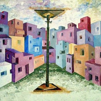Peinture intitulée "my city" par Abdelali Announi, Œuvre d'art originale